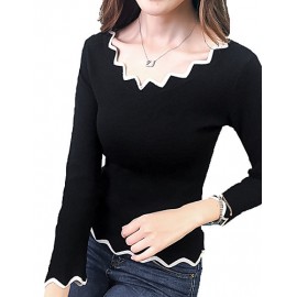 Women's Casual SpringFall WinterT-shirt,Solid Asymmetrical Long Sleeve Blue / Pink / White / Black Shirt