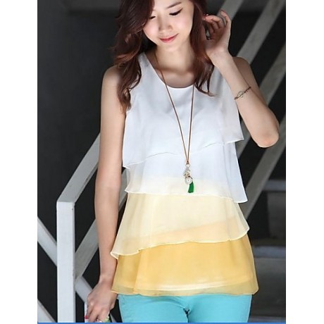 Women's Plus Size Layered Ruffle Chiffon Vest