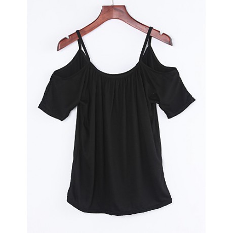 Women's Off Shoulder Strap Flutter T-shirt