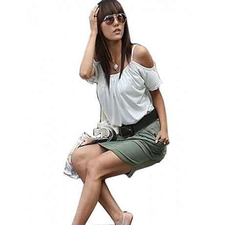 Women's Off Shoulder Strap Flutter T-shirt