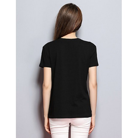 Women's Casual/Daily Simple Spring / Summer T-shirtPrint Round