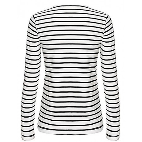 Women's Casual/Daily Sexy / Street chic Spring / Fall Hollow Out Slim Bandage T-shirtStriped V Neck Long Sleeve White