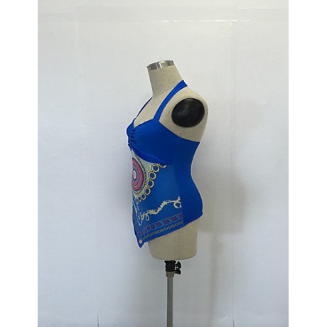 Women's Going out / Casual/Daily Simple Summer / Fall BlousePrint Halter Sleeveless Blue / White / Black