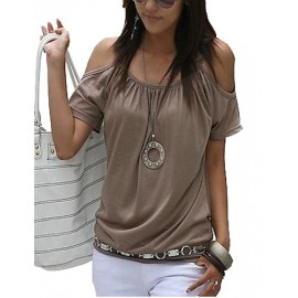 Women's Off Shoulder Strap Flutter T-shirt