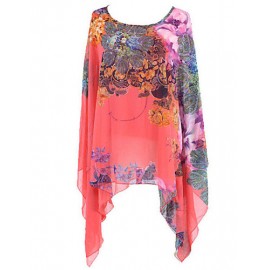 Women's Sexy Beach Casual Plus Size Print Chiffon Blouse