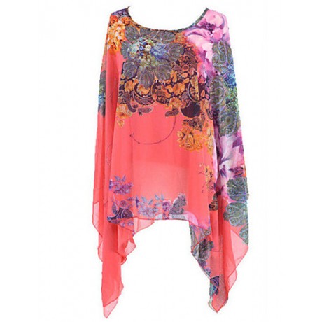 Women's Sexy Beach Casual Plus Size Print Chiffon Blouse