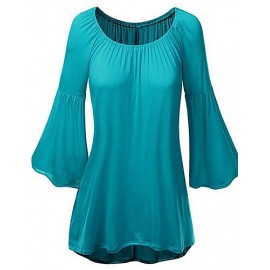 Women's Casual/Daily Street chic Loose Blouse ,Solid Round Neck Flare Long Sleeve