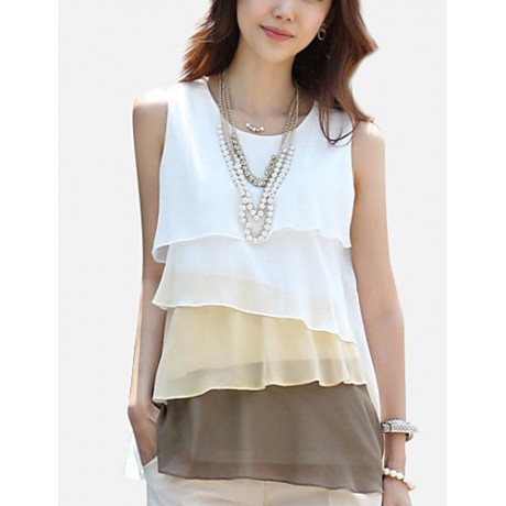 Women's Plus Size Layered Ruffle Chiffon Vest