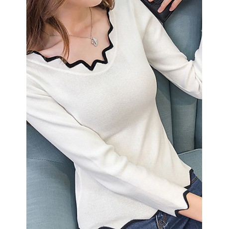 Women's Casual SpringFall WinterT-shirt,Solid Asymmetrical Long Sleeve Blue / Pink / White / Black Shirt